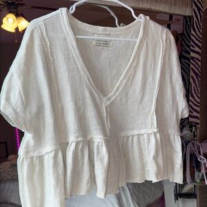Urban Outfitters Cream V-Neck Blouse